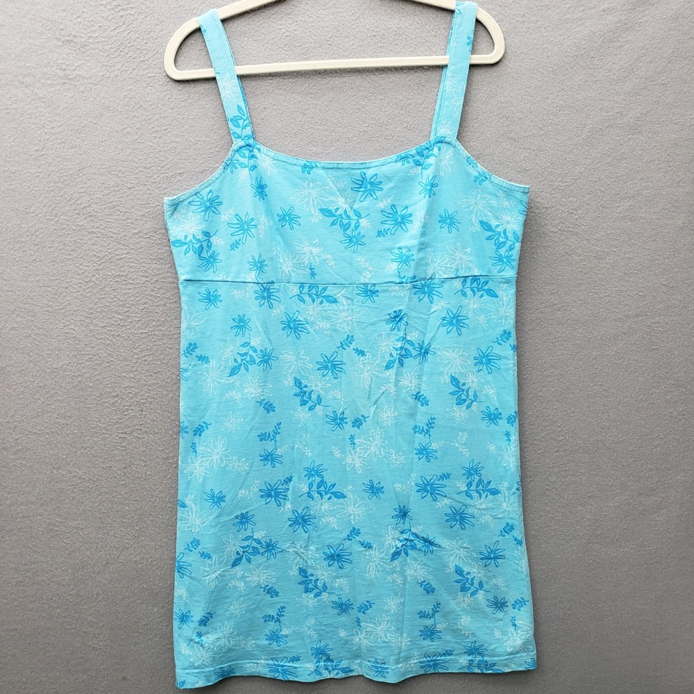Vintage Fresh Produce Square Neck Mini Dress Aqua Blue Floral Cotton Y2K 90's